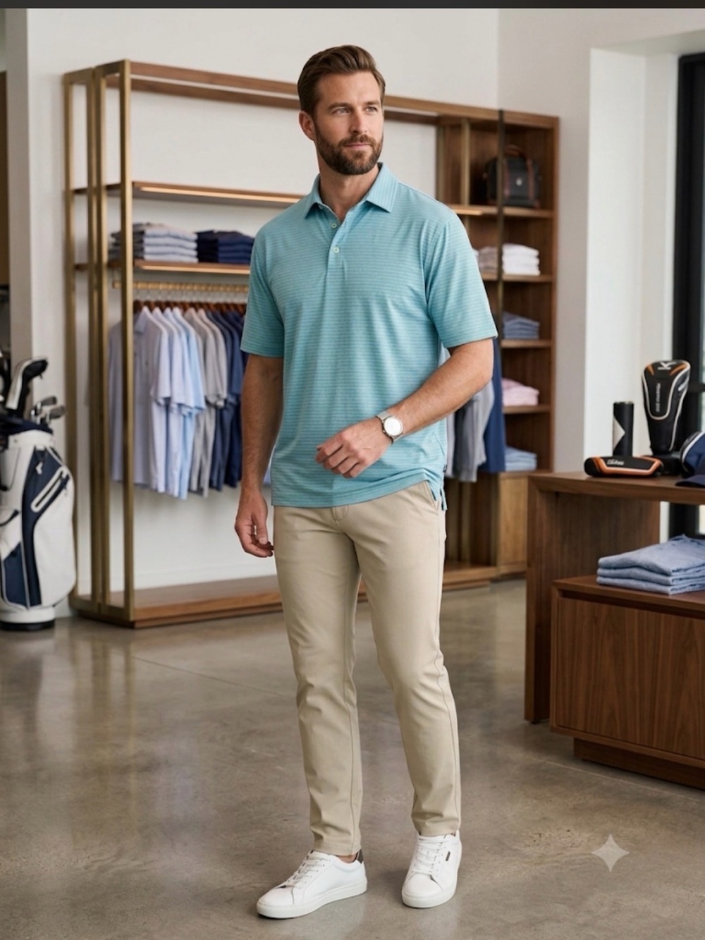 Straight Down Striped Preppy performance golf athletic polo shirt XXL